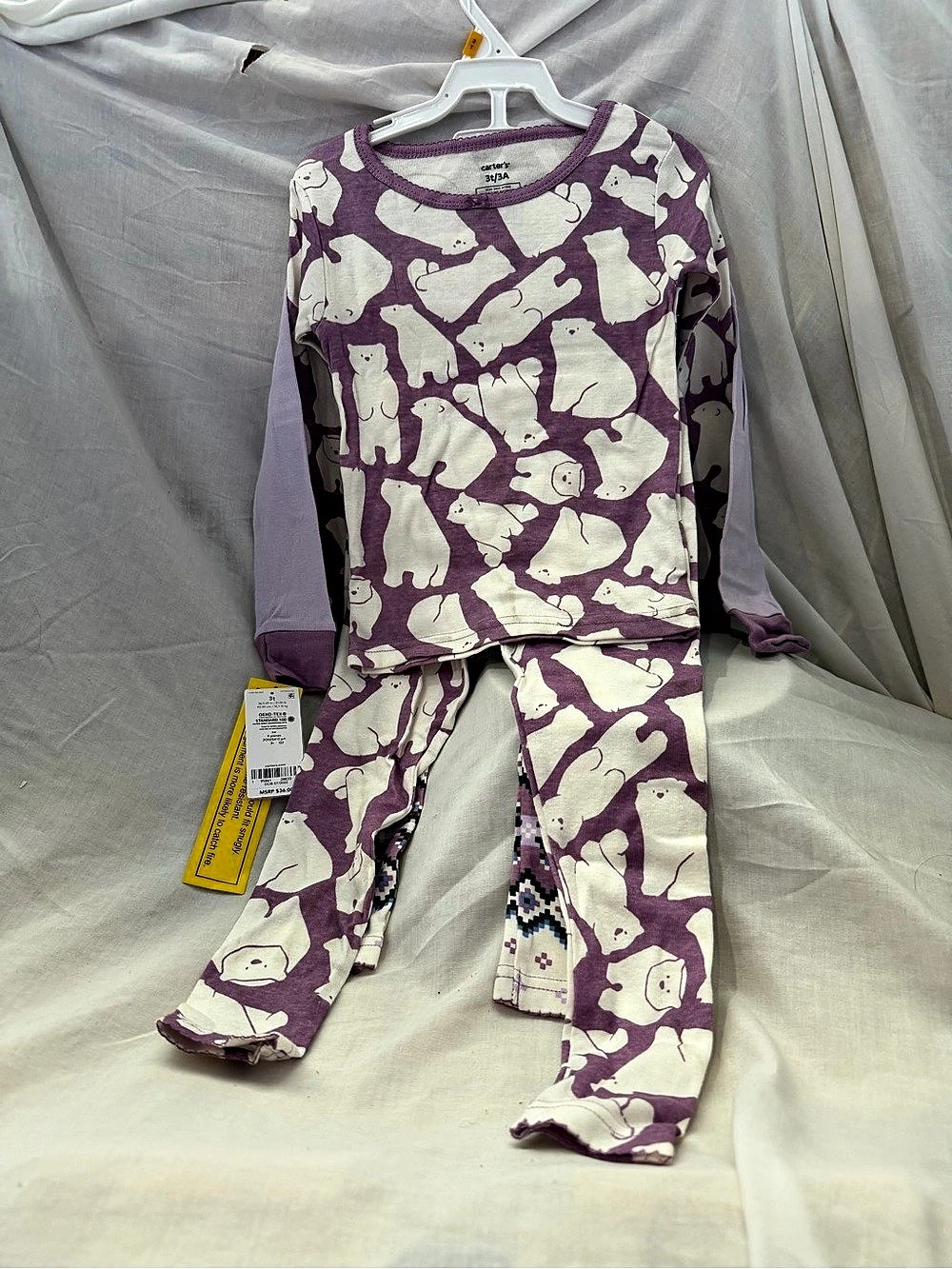 Carter's Animal Print Pajama Set Purple & White Baby 3T NWT